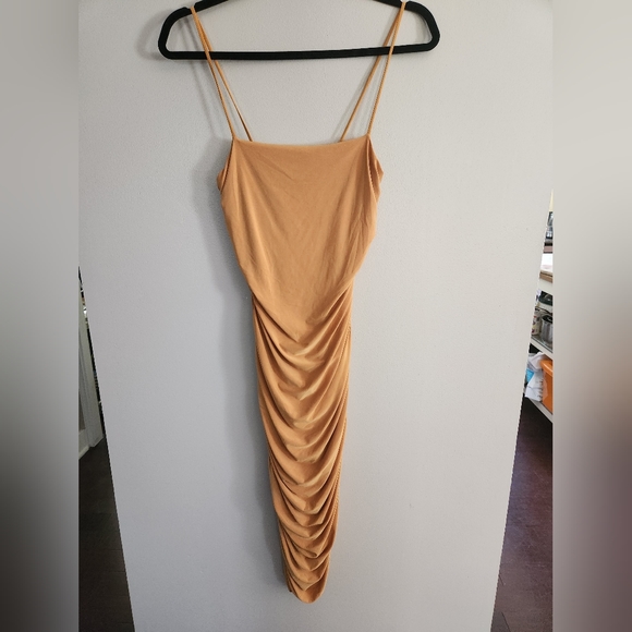 Yellow ruched OKAKIE dress - Picture 2 of 5